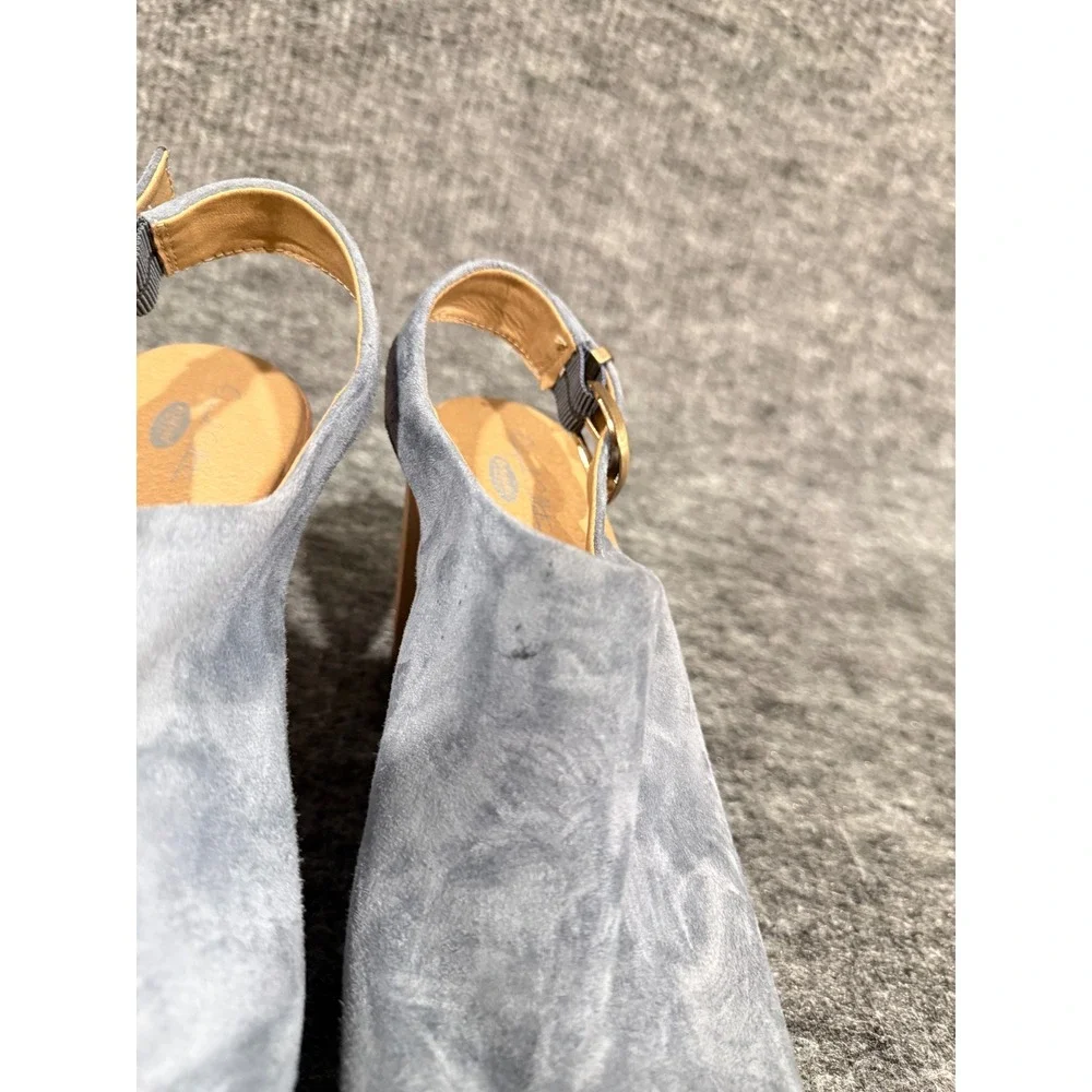 Dr. Scholls Original Collection Wind Down Blue Leather Platform Sandals 9M